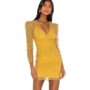 Rêve Riche Yala Dress Gold Sparkle Ruched Dress